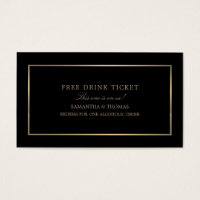 Modern & Sleek, Black & Gold, Free Drink Ticket
