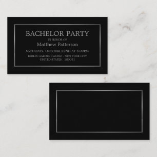 Modern & Sleek, Black/Silver Bachelor Party Ticket