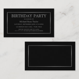 Modern & Sleek, Black/Silver Birthday Party Ticket