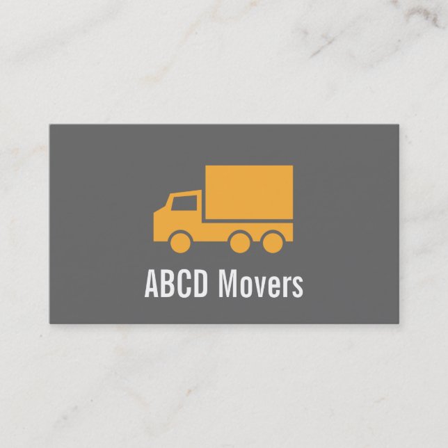 Modern, Sleek, Chic, Mover Company, Orange Truck Business Card (Front)