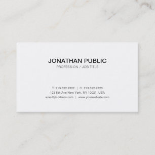 Modern Sleek Chic Stylish Plain White Professional Business Card