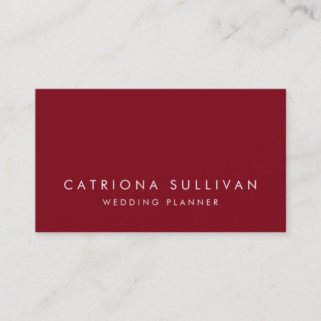 Modern Sleek Elegant Firebrick Red Business Card (Front)
