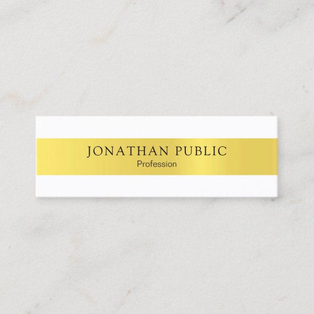 Modern Sleek Elegant Gold Design Trendy Plain Mini Business Card (Front)