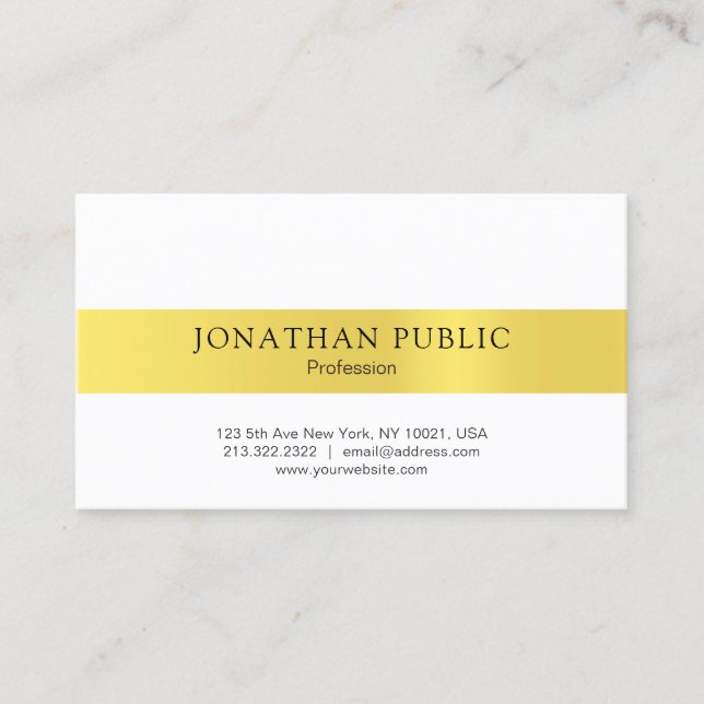 Modern Sleek Elegant Gold Jewellery Shop Seller Business Card (Front)