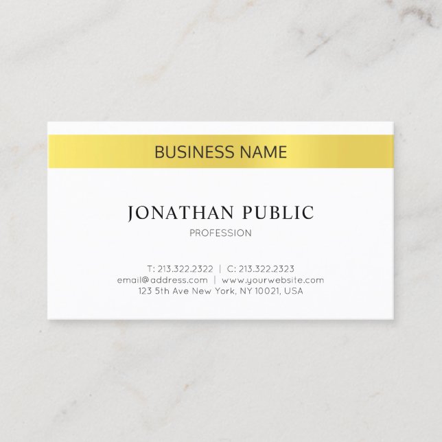 Modern Sleek Elegant Gold Trendy Company Business Card (Front)
