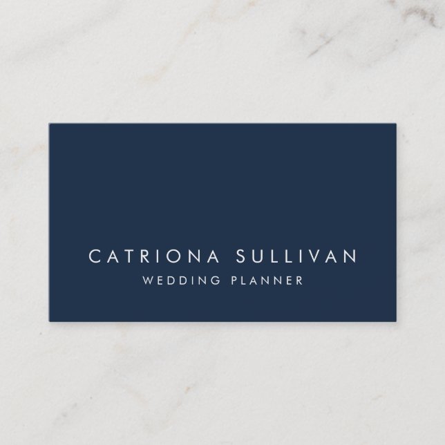 Modern Sleek Elegant Navy Blue Business Card (Front)
