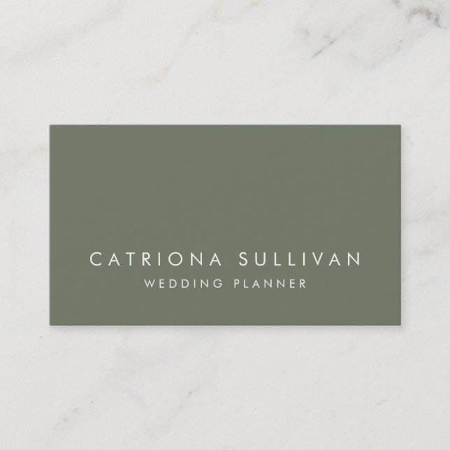 Modern Sleek Elegant Taupe Green Business Card (Front)