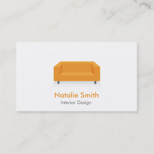 Modern Sleek Interior Design Orange Business Cards