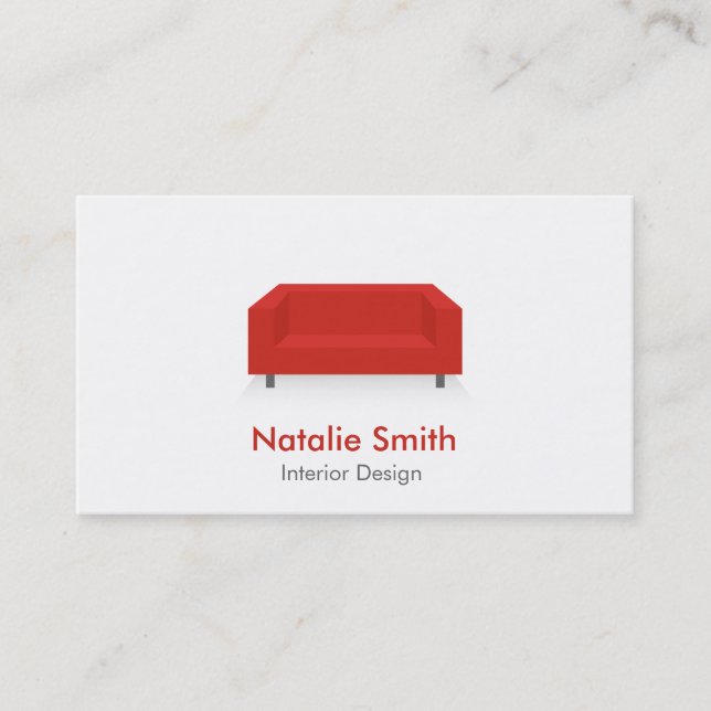 Modern Sleek Interior Design Red Business Cards (Front)