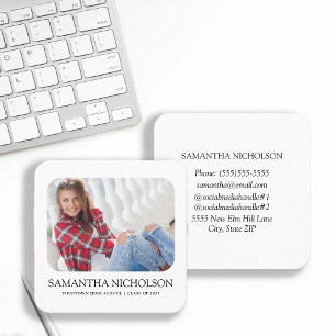 Modern Sleek Photo Graduate Name Calling Card