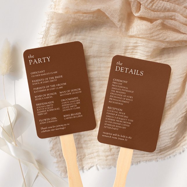 Modern & Sleek Typography Wedding Program Hand Fan (Creator Uploaded)