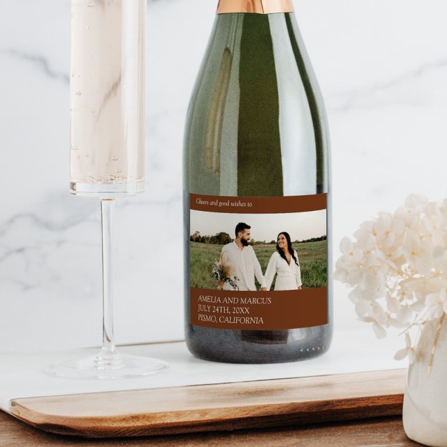 Modern & Sleek Typography Wedding Sparkling Wine Label (Creator Uploaded)