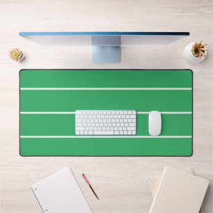 Modern Sleek White Accent Stripes On Sea Green Desk Mat