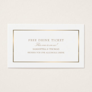 Modern & Sleek, White & Gold, Free Drink Ticket