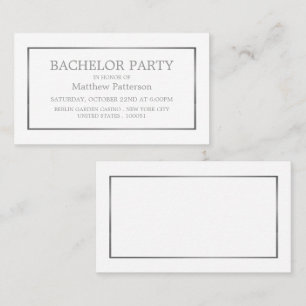 Modern & Sleek, White/Silver Bachelor Party Ticket