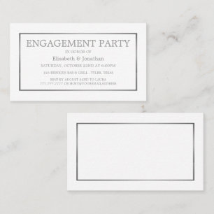 Modern/Sleek White/Silver Engagement Party Ticket 