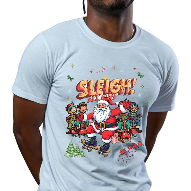 Modern Sleight All Day Christmas Santa and Crew  T-Shirt (Creator Uploaded)