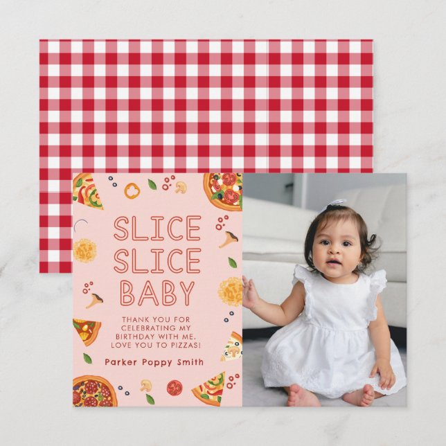 Modern Slice Slice Baby Birthday Thank You Card (Front/Back)