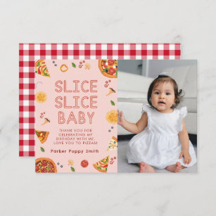 Modern Slice Slice Baby Birthday Thank You Card