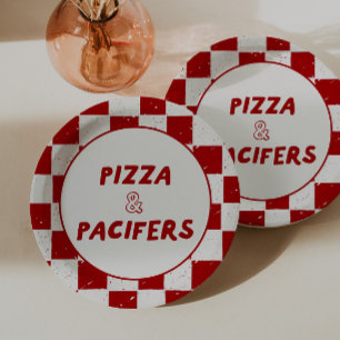 Modern Slice Slice Baby Italian Red Chequered  Paper Plate