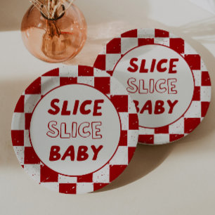 Modern Slice Slice Baby Italian Red Chequered  Paper Plate