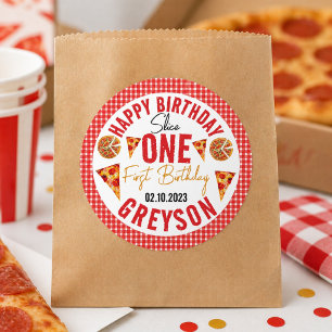 Modern Slice Slice Baby Pizza 1st Birthday Classic Round Sticker