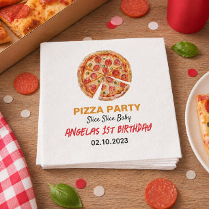 Modern Slice Slice Baby Pizza 1st Birthday Napkin