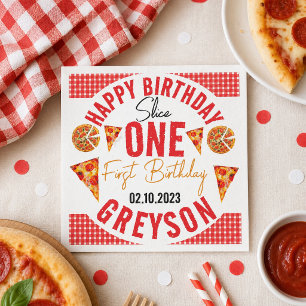 Modern Slice Slice Baby Pizza 1st Birthday Napkin