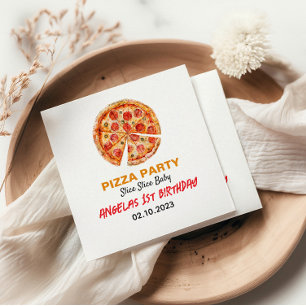 Modern Slice Slice Baby Pizza 1st Birthday Napkin