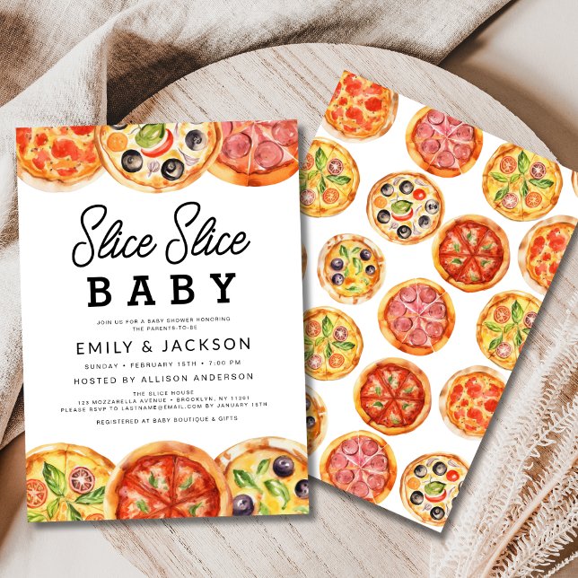 Modern Slice Slice Baby Pizza Baby Shower Invitation (Creator Uploaded)
