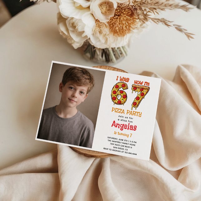 Modern Slice Slice Boy Six Seven Birthday Party Invitation (Modern Slice Slice Boy Six Seven Birthday Party Invitation
)