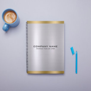 Modern Slick Silver & Gold Metallic Texture Notebook