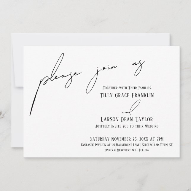 Modern Slim Handwriting Simple Please Join Us Invitation (Front)