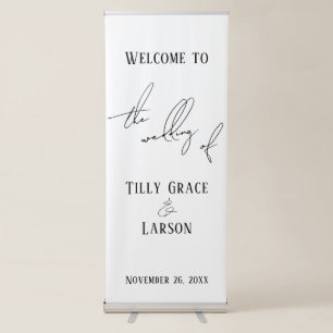 Modern Slim Handwriting Simple Wedding Welcome Retractable Banner
