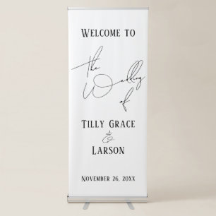 Modern Slim Handwriting Simple Wedding Welcome Retractable Banner