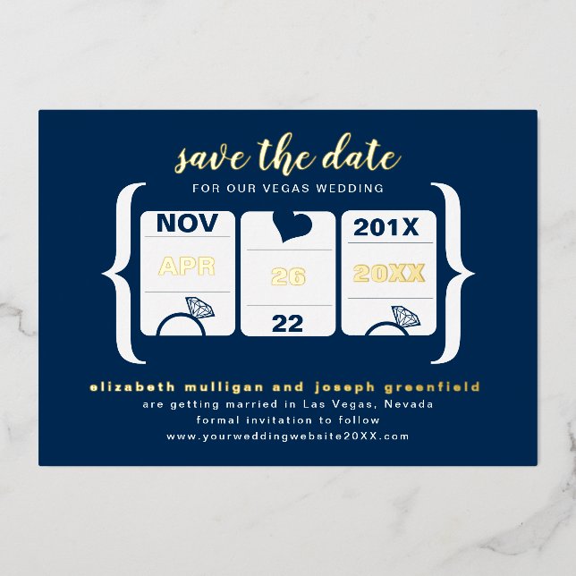 Modern Slot Machine Wedding Save the Date Foil Inv (Front)