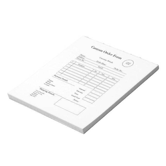 Modern Small Business custom order Sales Receipt Notepad (Rotated)