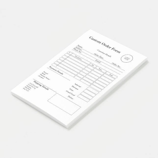 Modern Small Business custom order Sales Receipt Post-it Notes (Angled)