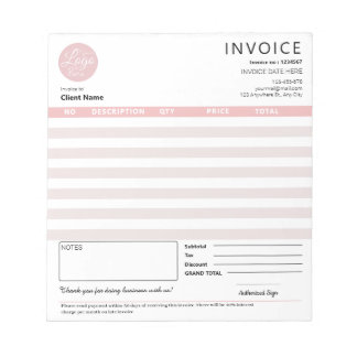 Modern Small Business Invoice Sales Receipt Pink Notepad