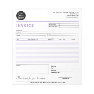Modern Small Business Invoice Sales Receipt Purple Notepad