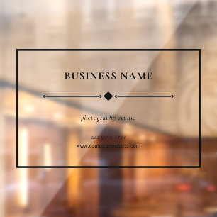 Modern Small Business Name Black Frame Transparent Window Cling
