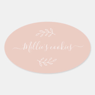 Modern Small Business Script Name Blush Pink Label