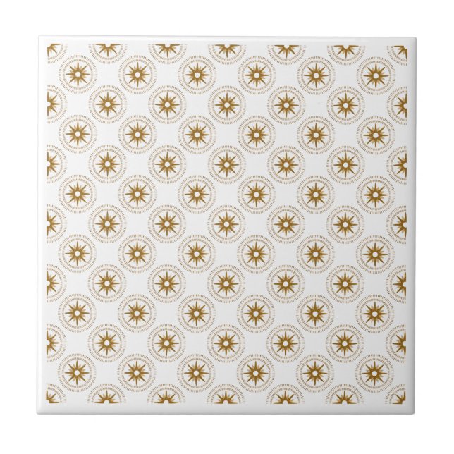 Modern Small Gold Star Medallion Pattern Tile (Front)
