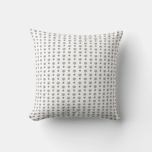 Modern Small Silver Grey Polka Dots on White Cushion