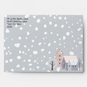 Modern Small Town Holiday Pastel Snowflakes Envelope