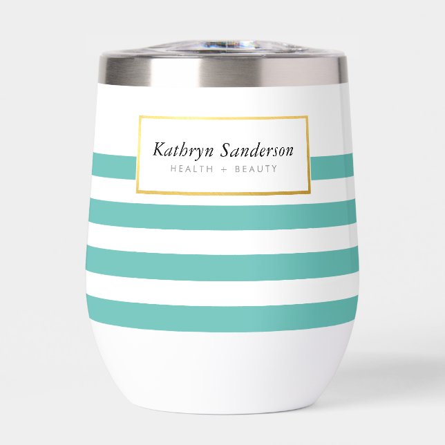 MODERN SMART STRIPED PATTERN stylish mint gold (Front)