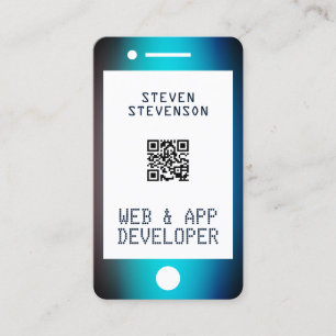 Modern smartphone look blue metallic business card