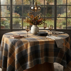Modern Smokey Amber Tartan Plaid  Tablecloth