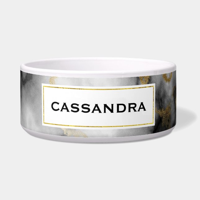 Modern Smoky Grey Marble with Gold Ribbon (Front)