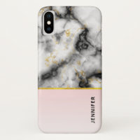 Modern Smoky Grey Marble with Gold Ribbon